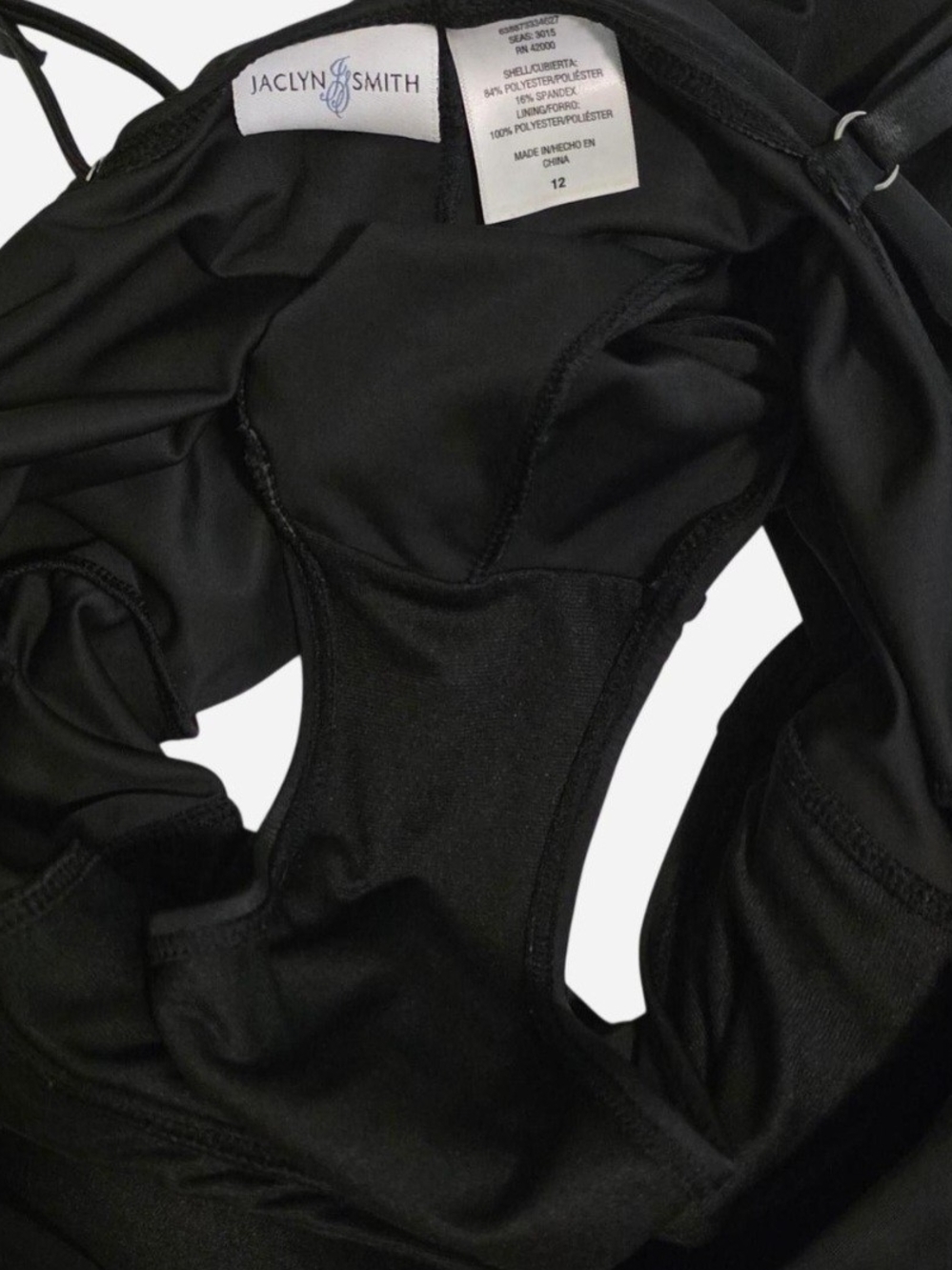 Jaclyn Smith Black Slimming Spandex Swimsuit Size 12 Retro Classic - Picture 7 of 9